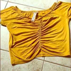 Off the shoulders yellow top